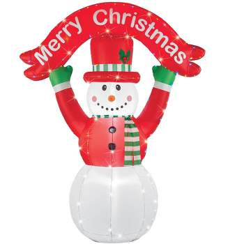 Collections Etc 8-Foot LED Christmas Snowman Outdoor Inflatable Decoration 79 X 40 X 100