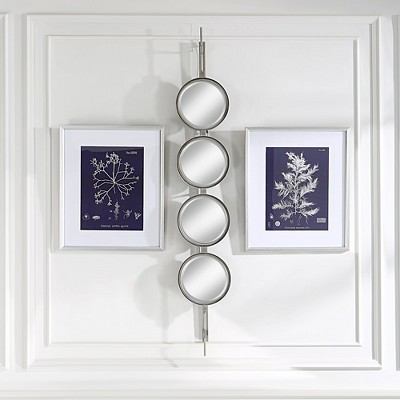 Button Silver Leaf Rectangular Wood Mirror