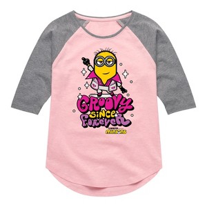 Girls' - Despicable Me Minions - Groovy Since Forever Shirt Tail Raglan Graphic T-shirt - 1 of 3