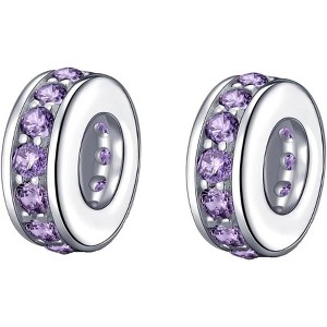 Sterling Silver Clear CZ Spacer Charm Bead for Bracelets - 1 of 4