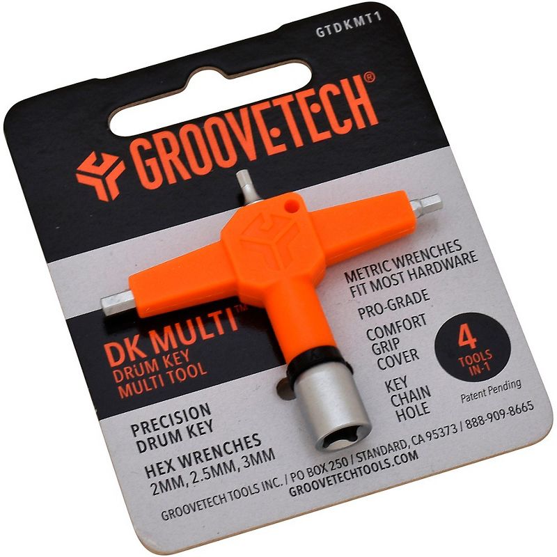 GROOVETECH TOOLS, INC. DK Multi 4-in-1 Drum Key Multi-Tool Orange/Sanded Nickel, 2 of 3