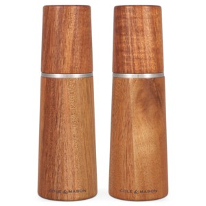 Cole & Mason 7.28" 2pc Ceramic/Acacia/Steel Marlow Gift Set Brown/Silver: Contemporary Salt & Pepper Mills - 1 of 4