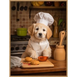 Amanti Art Golden Retriever Puppy Chef by Andreas Magnusson Framed Canvas Wall Art - 1 of 4