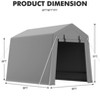 Carport Storage Shed,Portable Garage with Roll-up Zipper Door,Heavy Duty Waterproof Tarp,Storage for Motorcycle,Bike, Firewood,Garden Tools - 3 of 4