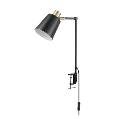 19" Lex Clamp-on Desk Lamp Black and Gold - Globe Electric