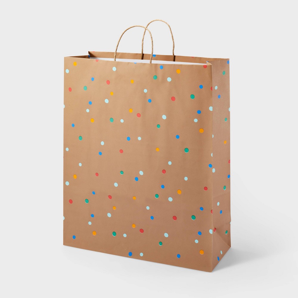 Case Pack of 12, Eco-friendly Jumbo Dots on Kraft Gift Bag - Spritz