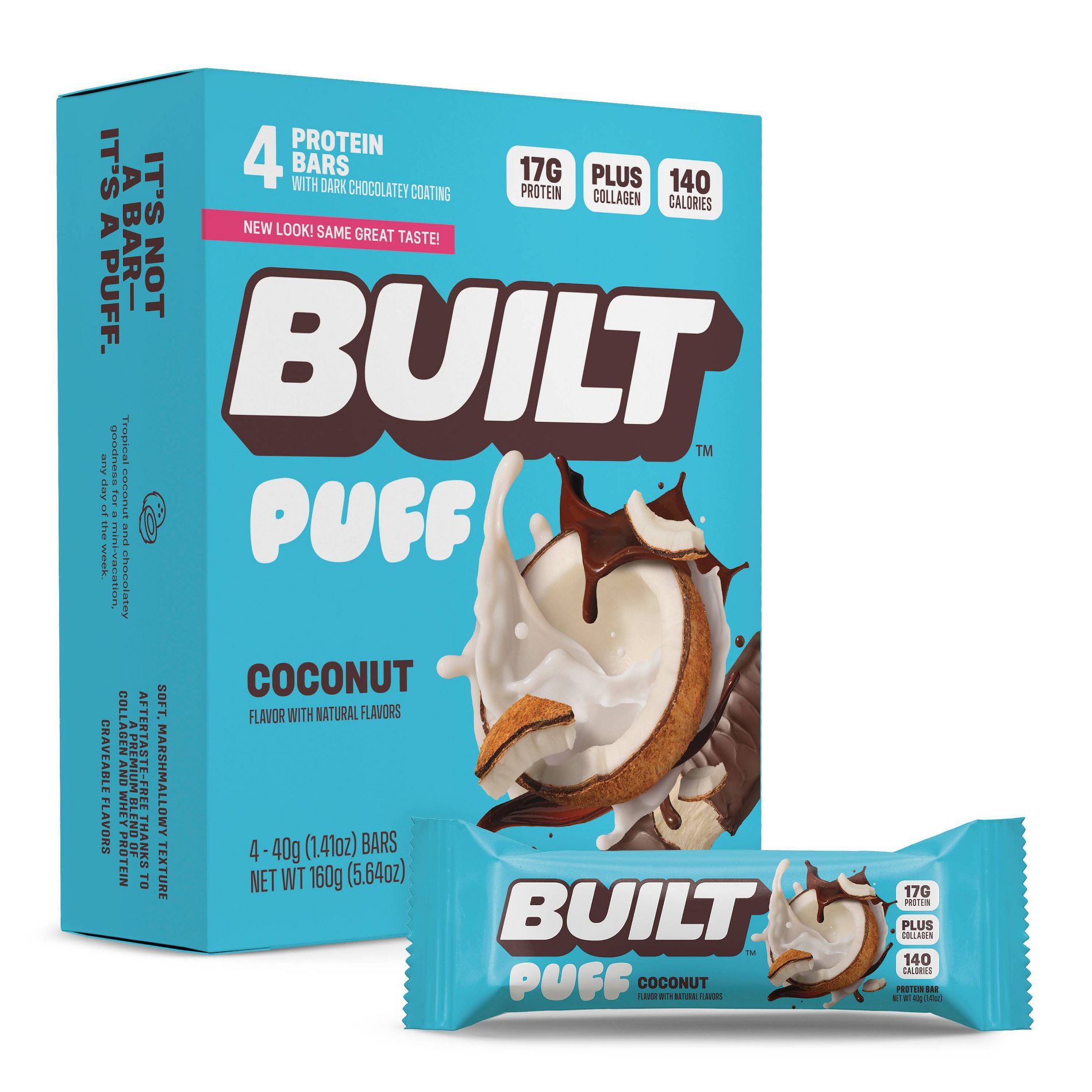 Built Bar Protein Coconut Puff - 17g Protein - 5.64oz/4ct