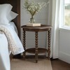 Vynxaria Traditional Round End Table with Shelf, Dark Morocco Brown Finish - 3 of 4