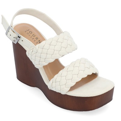 Journee Collection Womens Ayvee Buckle Platform Wedge Sandals