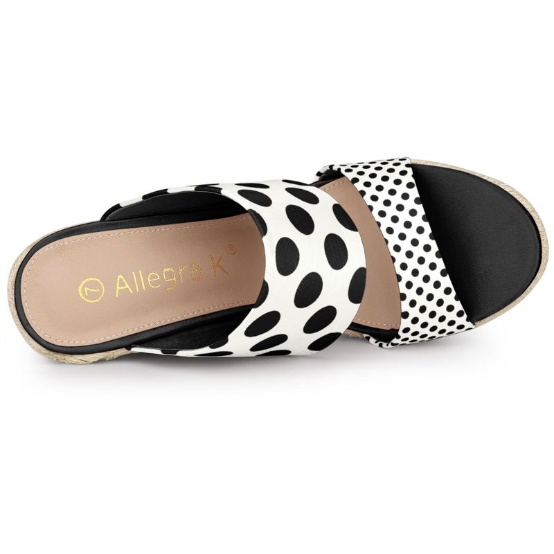 Allegra K Women's Polka Dots Platform Espadrille Wedge Heel Sandals, 4 of 7