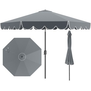 Costway 10 FT Patio Umbrella with Crank Tilt Adjustment Ruffles Vented Top 8 Ribs Beige/Brown/Gray/Blue/Red - 1 of 4