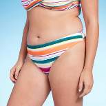 Women's Striped Medium Coverage Hipster Bikini Bottom - Kona Sol™ Multi