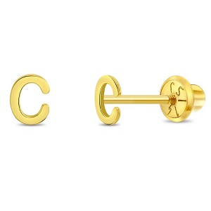 Girls' Itsy Bitsy Initial Letter Screw Back 14k Gold Earrings - In Season Jewelry - 1 of 4