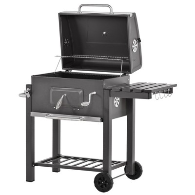 Gray Stainless Steel Charcoal BBQ Grill with Smoker