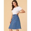 INSPIRE CHIC Women's Raw Hem Single Breasted Button Down A-Line Midi Jeans Skirt - 4 of 4