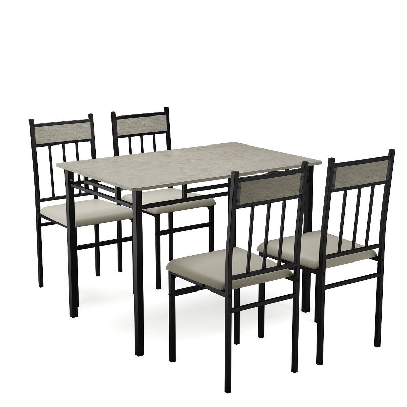 Costway 5 Piece Dining Set Faux Marble Top Table 30'' and 4 Padded Seat Chairs W/ Metal Legs, 1 of 11