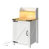 Gulches 18 Inch Farmhouse Nightstand with Charging Station, Rustic Wood End Table with Barn Door & Adjustable Shelf, Table for Room (Antique White) - 4 of 4