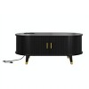 Coffee Table with Storage and USB Ports,42" Oval Fluted Wood Table with Tambour Doors and Solid Wood Legs for Living Room-Maison Boucle - 4 of 4