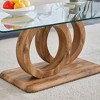 Vynxaria Modern Style Fiberglass Top metal Coffee Table with Natural Wood Color Base,Suitable for Living Rooms Lounge Areas, - 3 of 4