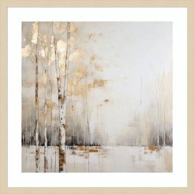 Beige Birches III 25" x 25" Framed Canvas Print