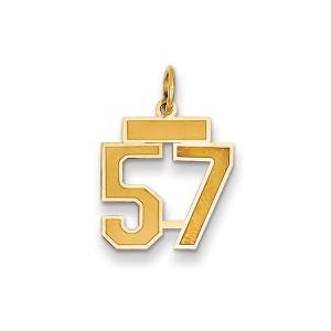 Black Bow Jewelry 14k Yellow Gold, Jersey Collection, Small Number 57 Pendant - 1 of 2