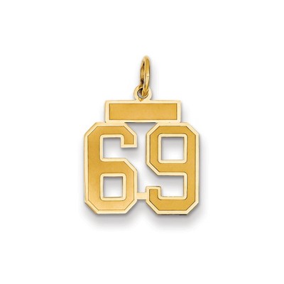 Black Bow Jewelry 14k Yellow Gold, Jersey Collection, Small Number 69 Pendant