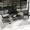 Tangkula 4 PCS Patio Conversation Set w/ Breathable Fabric Seat Tempered Glass Tabletop - 4 of 4