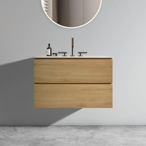NicBex Floating Bathroom Vanity with Sink and Faucet Holes,Bathroom Sink Vanity with 2 Drawers,Oak/Walnut/White/Gray - 1 of 4