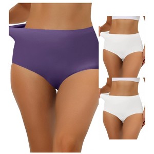 Allegra K Women's Elastic High-Waisted Unlined Breathable No-Show Hipster Underwear 3 Packs - 1 of 4