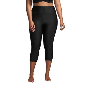  Women Black Plus Size Swim Pants Long Swim Shorts High  Waisted Swim Capris UPF 50+ Sun Protection Rash Guard Swimming Leggings 22W