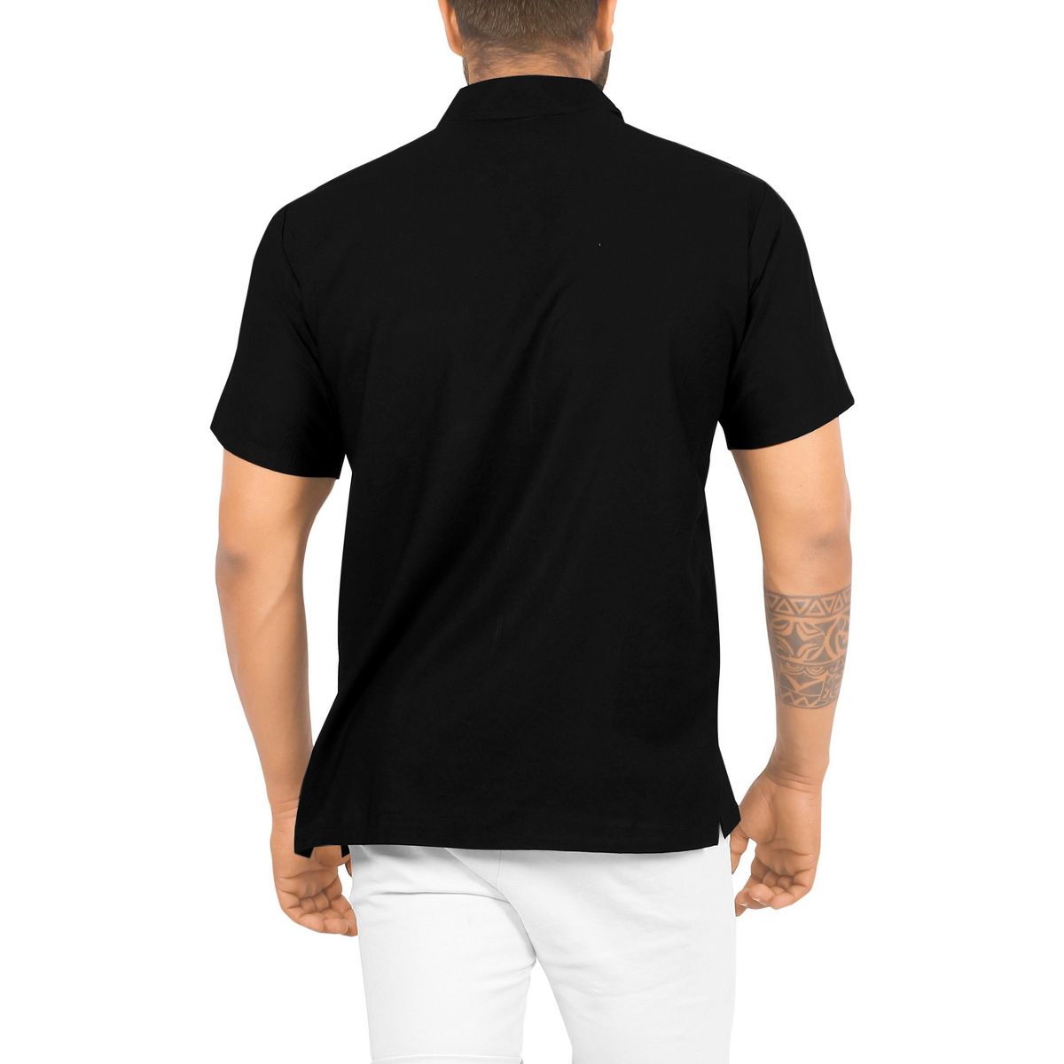 LA LEELA Men's Short Sleeve Button Down Solid Shirts Casual Vacation Camp Shirt for Men Beach Business Work Shirt Tees with Pocket XXL, Kohl_AE33 - thumbnail 4