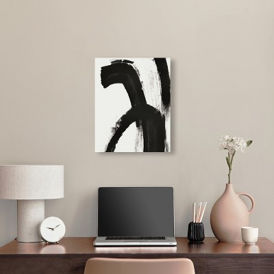 Modern Black and White Abstract Canvas Wall Art, 16" x 20"