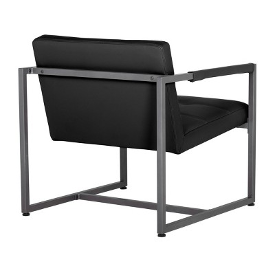 Camber Modern Black Leather Accent Chair with Metal Frame