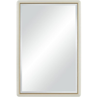 Noble Park Rodgers Rectangular Vanity Wall Mirror Modern Beveled Glass Matte Beige Gold Frame 28" Wide for Bathroom Bedroom Home