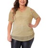 Agnes Orinda Women's Plus Size Sparkle Sequin Glitter Cold Shoulder Party Dressy Blouses - 2 of 4