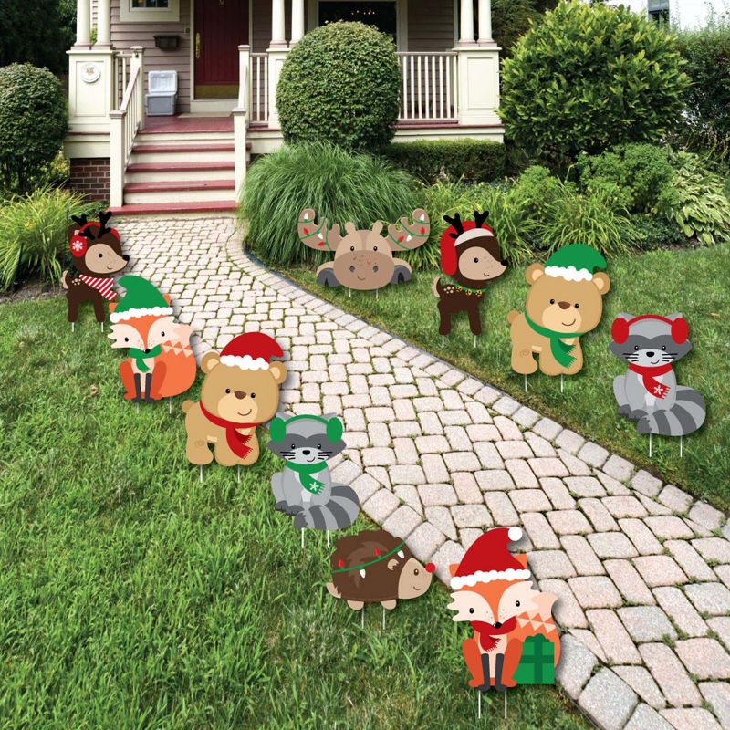 Big Dot of Happiness Woodland Christmas - Lawn Decorations - Outdoor Merry Christmoose Holiday Party Yard Decorations - 10 Piece, 1 of 9