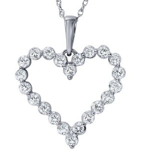 Pompeii3 3/4Ct Diamond Heart Pendant in White or Yellow Gold - 1 of 4