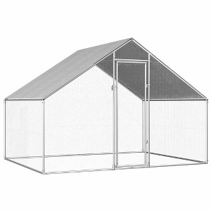 vidaXL Outdoor Chicken Cage 9'x6.6'x6.3' Galvanized Steel - 1 of 4