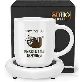 Galvanox SOHO Electric Ceramic 12oz Coffee Mug With Warmer -Today I will Do Absolutely Nothing  - Makes  Great Gift