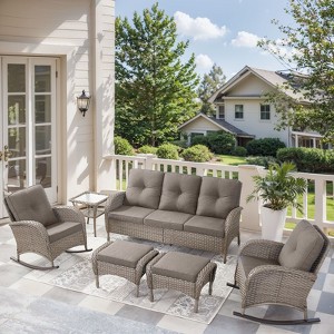 Gymojoy Outdoor Sofa Rocking Chair Side Table with Ottomans Patio Funiture - 1 of 4