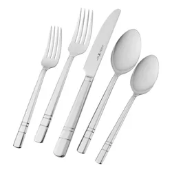 Henckels Madison Square 65-piece Flatware Set,18/10 Stainless Steel, Silver