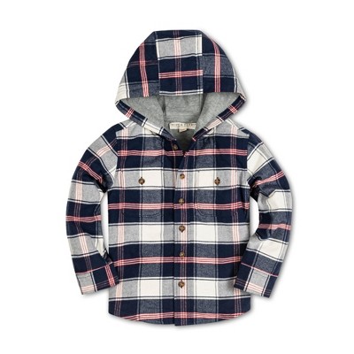 Hope Henry Boys Long Sleeve Hooded Flannel Shirt Jacket Kids