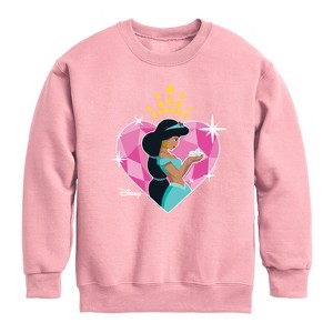Boys' - Disney - Jasmine Heart Graphic Long Sleeve Fleece Sweatshirt - 1 of 4