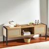 54.33" Rattan TV Stand with Sliding Doors, Adjustable Shelf, Metal Legs, Storage Cabinets, Modern TV Console for Living Room or Office - 4 of 4