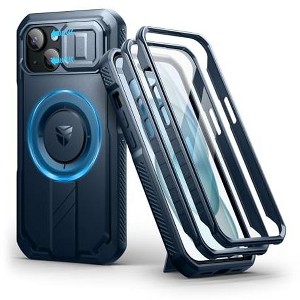 Dexnor for iPhone 15 Case with Slide Camera Cover & Adjustable Kickstand & Built-in Screen Protector, Magnetic Rugged Shockproof Cases - 1 of 1