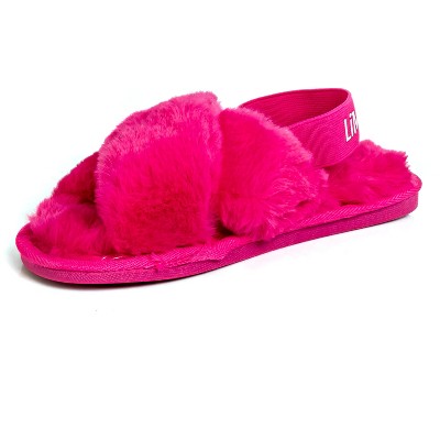 Limited Too Girl's Fuzzy Criss Cross House Slippers For Kids With ...