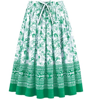 Collections Etc Cotton Border Print Skirt
