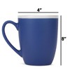 Elanze Designs Solid Color Blue White Interior 16 ounce Matte Ceramic Mugs Matching Set of 4 - 4 of 4