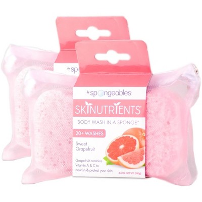 Spongeables Skin Nutrients Body Wash In A Sponge - Sweet Grapefruit (PACK OF 2)