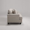 Farmhouse Beige Linen-like Sofa with Rolled Arm and Nailhead Trim, 3-Seater Couch for Living Room - 3 of 4